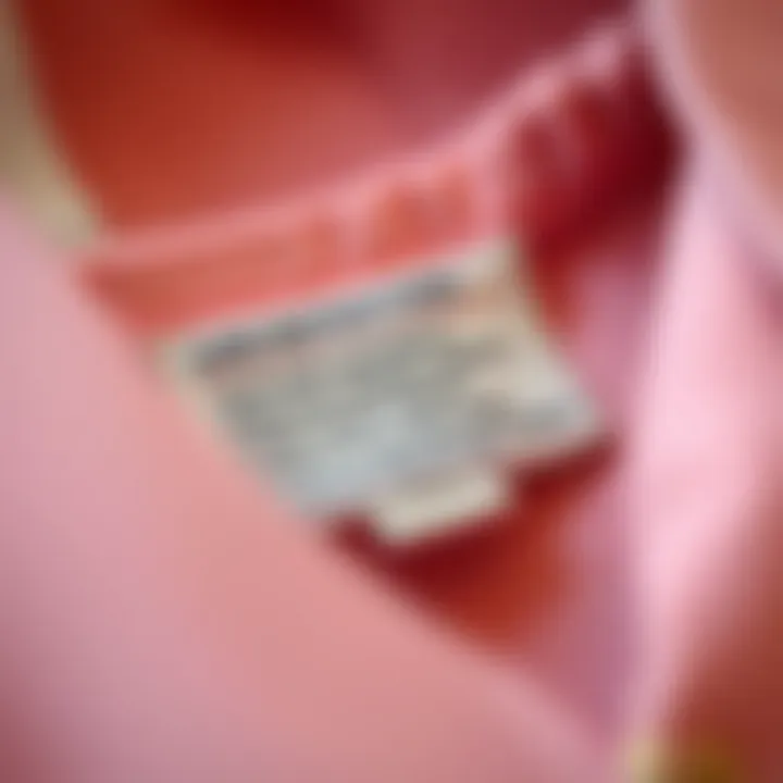 Close-up of a fabric tag detailing care instructions and return options