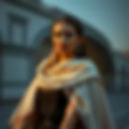 Elegant evening shawl draped over a formal dress