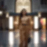 Elegant evening outfit featuring a tunic and trousers