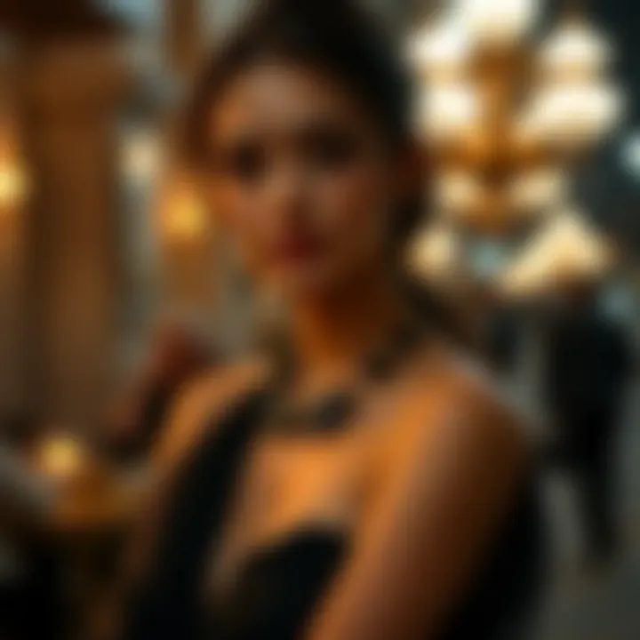 Accessory pairing with a long black evening dress