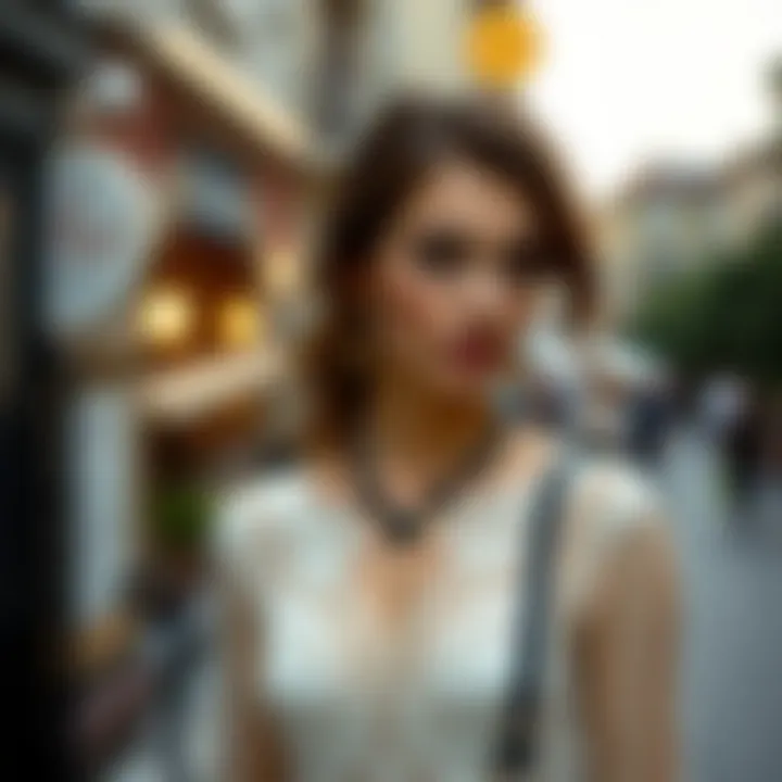 Stylish accessories complementing a lace dress