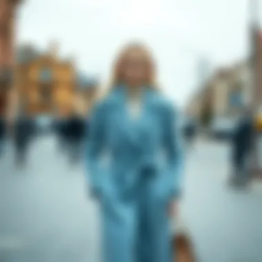 Seasonal Adaptability of Light Blue Coat Seasonal adaptability of a light blue coat in different settings