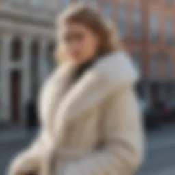 Elegant angora coat in a winter setting
