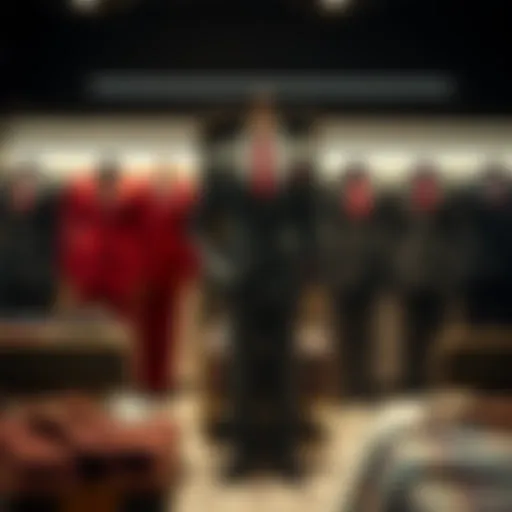 Sophisticated Suit Selection Elegant suit display in a boutique