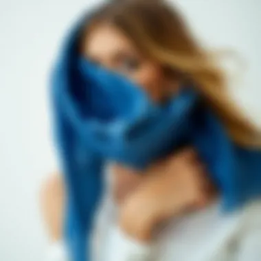 The Elegance of the Armine Blue Scarf Elegant blue scarf draped gracefully