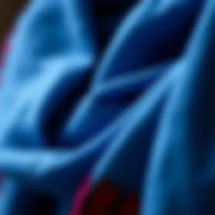 The Rich Texture of Armine's Blue Scarf Close-up of fabric texture of a blue scarf