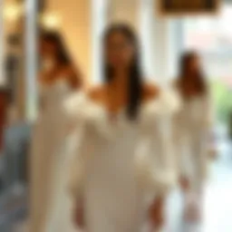 Elegant white balloon sleeve dress showcasing fashion history