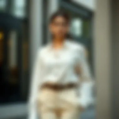 Stylish woman wearing a blouse and trousers