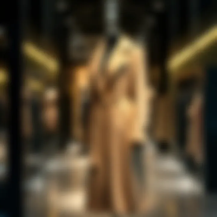 Elegant long coat on a mannequin showcasing modern fashion.