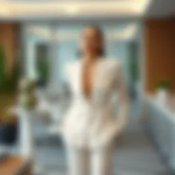 Elegant pant suit in a modern office setting