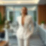 Modern Elegance in Pant Suits Elegant pant suit in a modern office setting