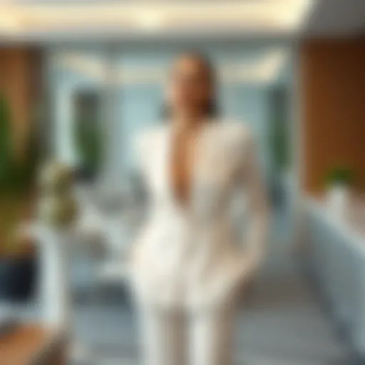 Modern Elegance in Pant Suits Elegant pant suit in a modern office setting