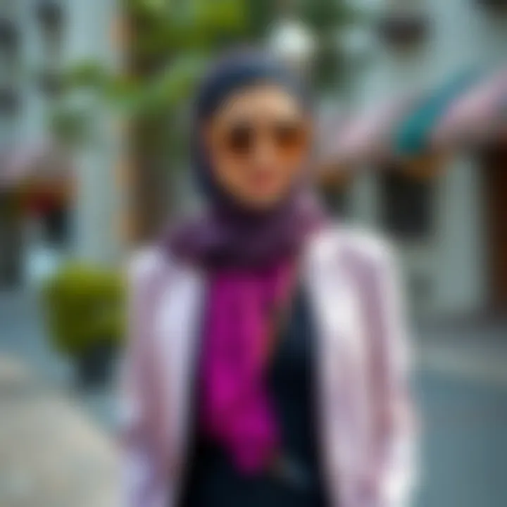 Fashionable coordination of hijab suit with accessories