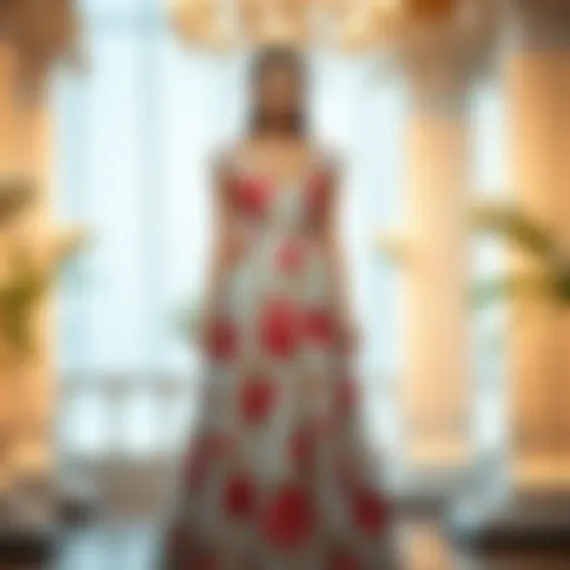 Elegant long dress with floral patterns