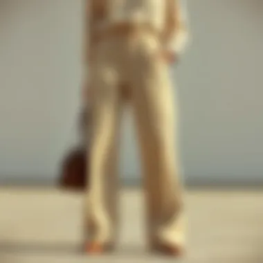 Sustainable fashion brands showcasing beige trousers