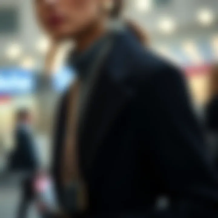 Accessories paired with a belted coat for a fashionable look