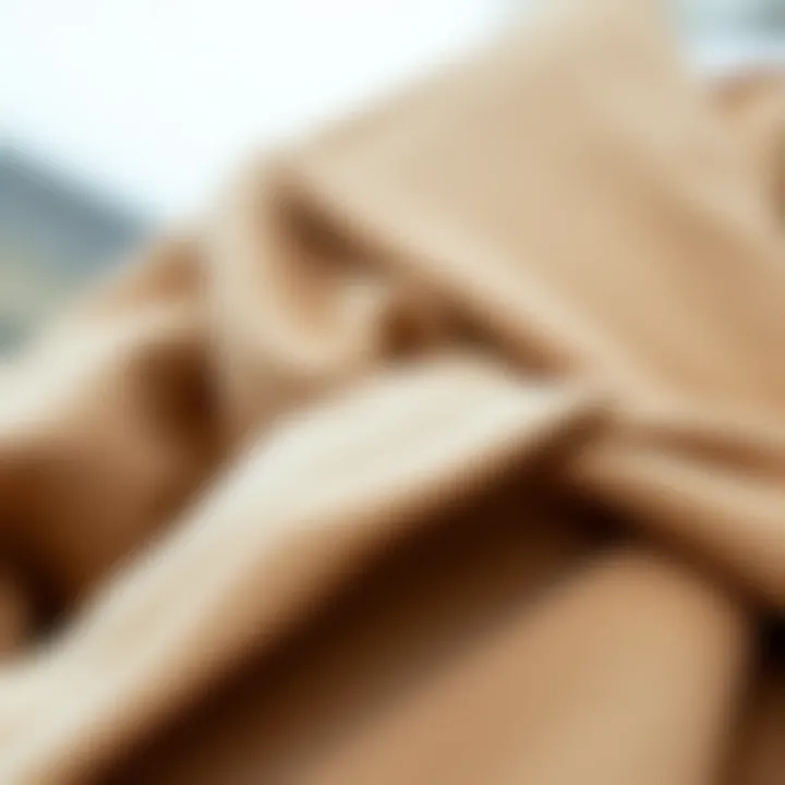 Close-up of fabric texture used in belted coats