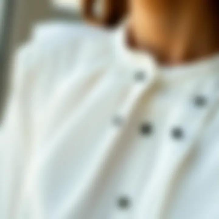 Close-up of fabric texture of white blouse