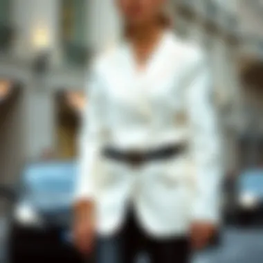 Elegant white blazer styled with chic accessories