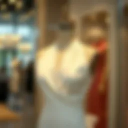 Elegant white halter neck dress displayed on a mannequin