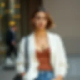 Elegant white cardigan styled with casual attire