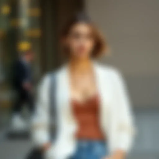 Elegant white cardigan styled with casual attire