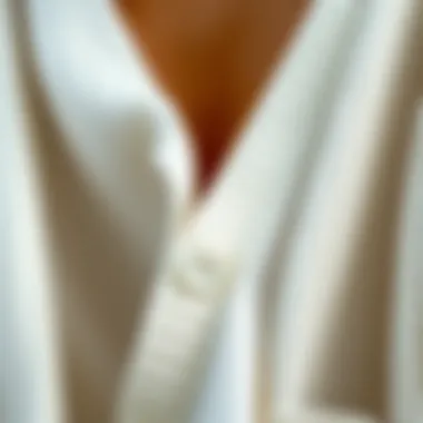 Close-up of soft fabric texture of a white cardigan