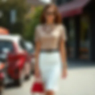 Accessorizing with Style Stylish accessories enhancing a white pencil skirt look