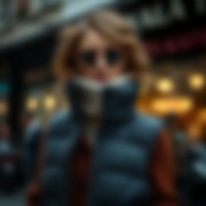 Fashion-forward layering with a black puffer vest as a statement piece