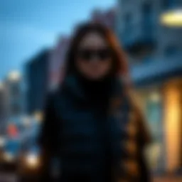 Stylish black puffer vest showcasing a modern urban look