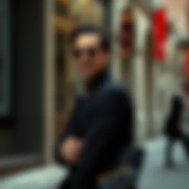 Accessories pairing with a black suit.