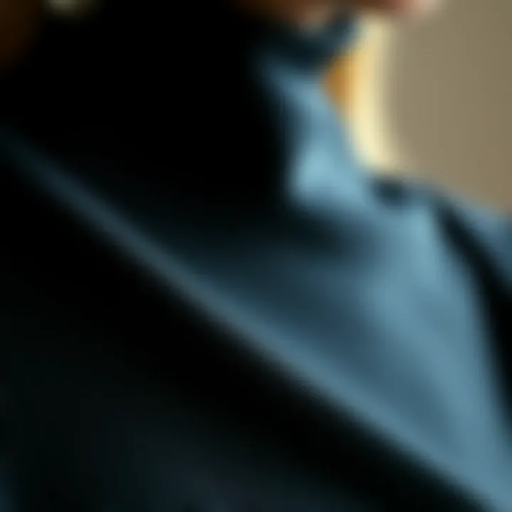 Close-up of fabric textures used in turtleneck dresses