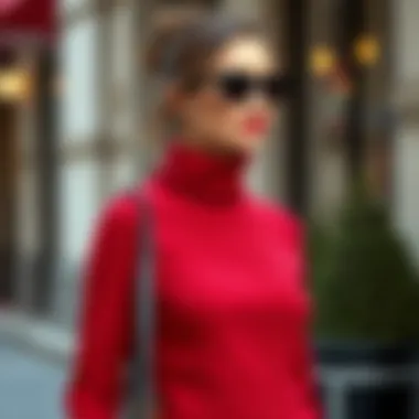 Stylish turtleneck dress paired with accessories