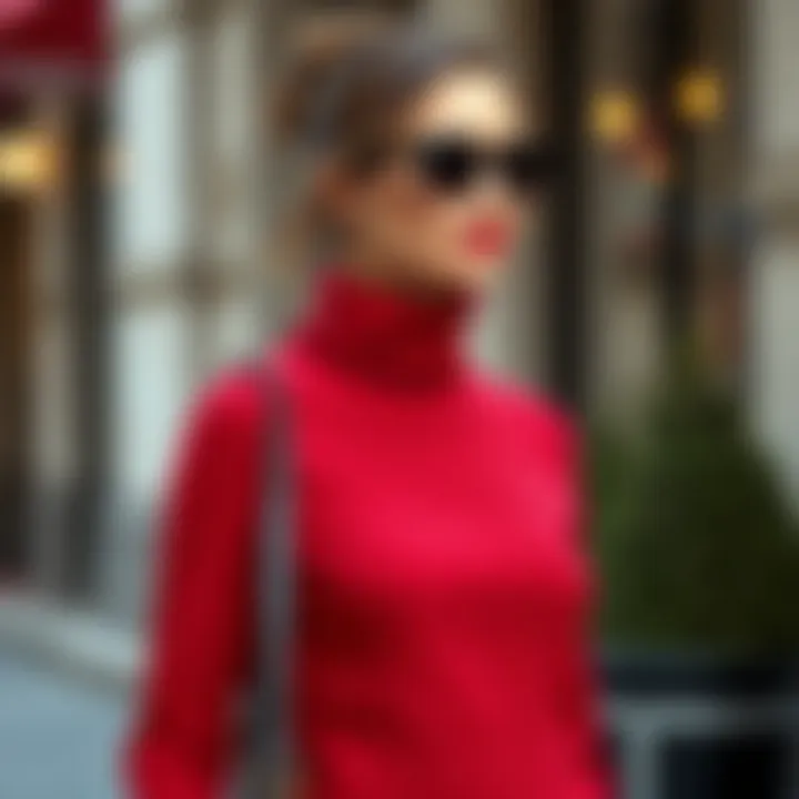 Stylish turtleneck dress paired with accessories