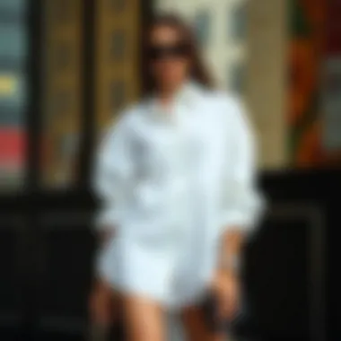 Elegant white oversized shirt styled with accessories