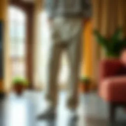 Stylish linen trousers on a stylish backdrop