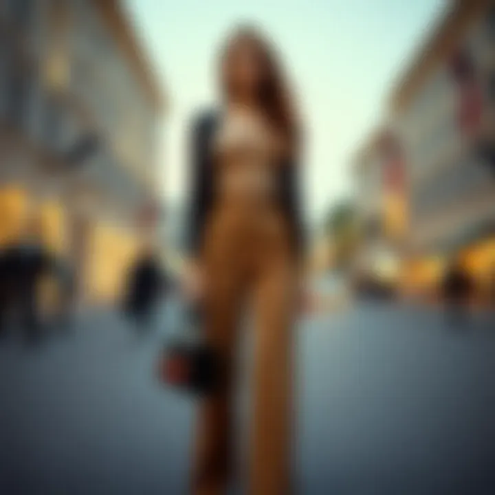 Elegant evening outfit with wide trousers and a fitted top