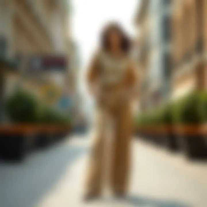 Flowy wide-legged trousers styled with a chic blouse