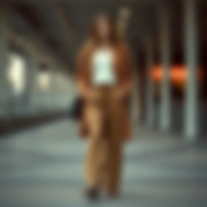 Layered look with wide-legged pants and a long cardigan