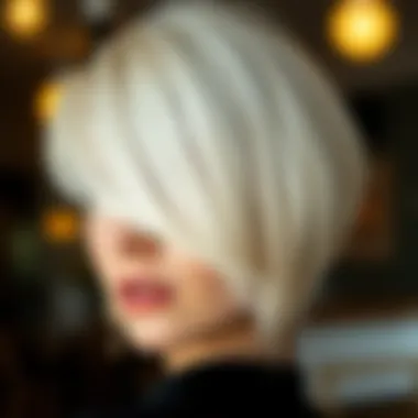 Bold platinum blonde asymmetrical cut