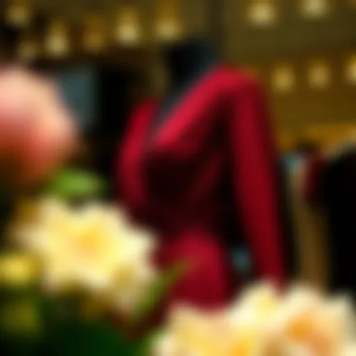 Elegant burgundy dress showcased on a mannequin