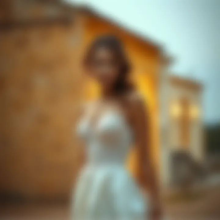 A vintage-inspired wedding gown with a flowing silhouette and soft fabric