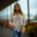 Casual boyfriend shirt styled with jeans