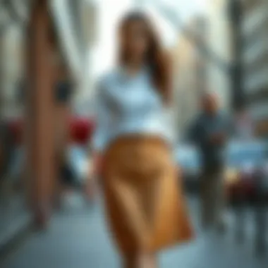 Elegant boyfriend shirt paired with a skirt