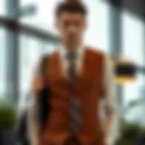 Stylish neck-tie vest in a modern setting