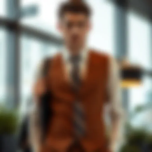 Stylish neck-tie vest in a modern setting