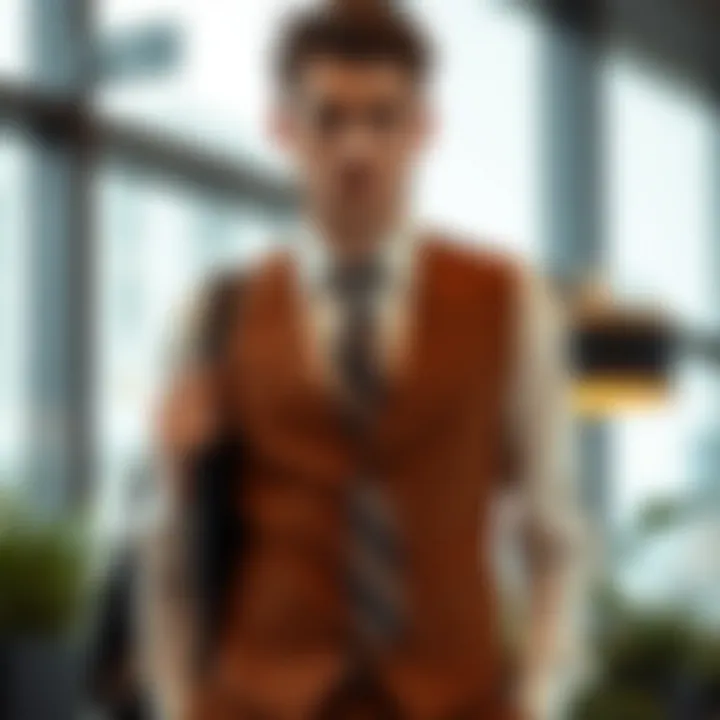 Stylish neck-tie vest in a modern setting