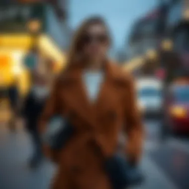 Chic Outdoor Ensemble with Brown Coat Chic outdoor ensemble featuring a brown coat with accessories