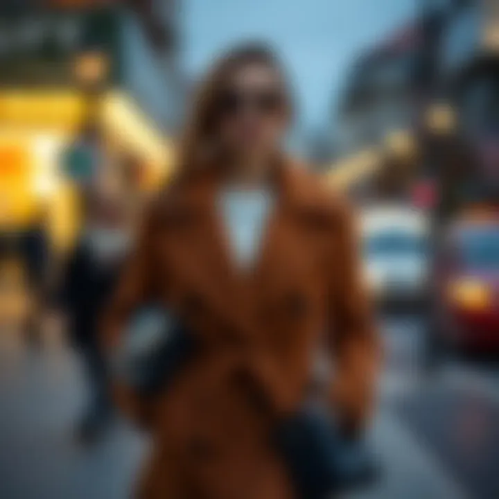 Chic Outdoor Ensemble with Brown Coat Chic outdoor ensemble featuring a brown coat with accessories