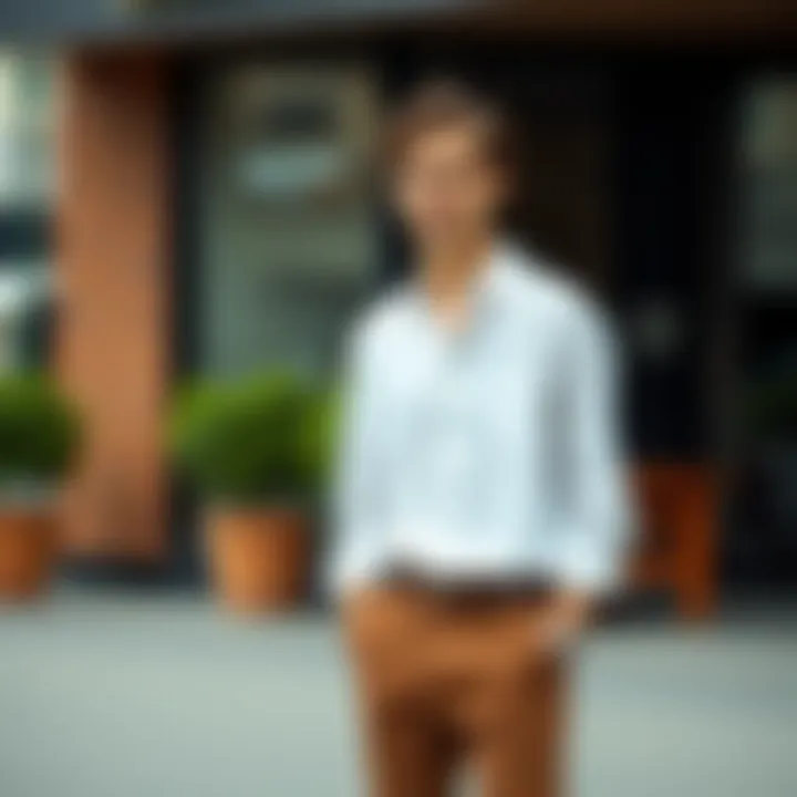 Timeless Look: Brown Trousers and White Button-up Brown trousers paired with a white button-up shirt